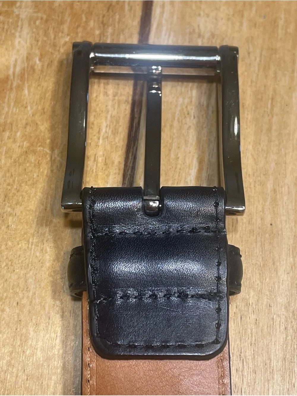 Magnanni Carbon Leather Belt with Silver Buckle Made in Spain Size 34 Black